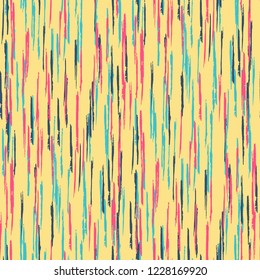 Seamless Grunge Stripes Pattern. Modern Scribbled Grunge Motif for Calico, Print, Textile. Abstract Color Background with Scribbled Stripes. Vector Texture for your Design.
