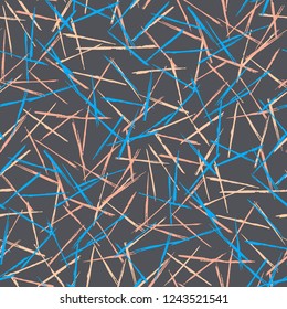 Seamless Grunge Stripes Pattern. Modern Scribbled Grunge Motif for Print, Cloth, Textile. Abstract Color Background with Scribbled Stripes. Vector Texture for your Design.