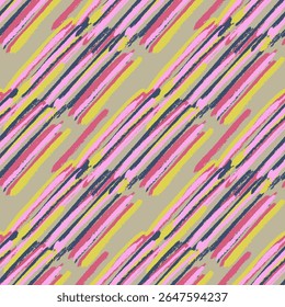 Seamless Grunge Stripes Pattern. Modern Scribbled Grunge Rapport for Print, Cloth, Textile. Abstract Color Background with Scribbled Stripes. Vector Texture for your Design.