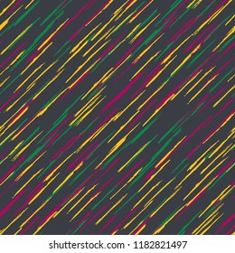 Seamless Grunge Stripes Pattern. Retro Scribbled Grunge Rapport for Calico, Print, Textile. Abstract Color Background with Scribbled Stripes. Vector Texture for your Design.