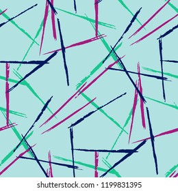 Seamless Grunge Stripes Pattern. Retro Scribbled Grunge Pattern for Dress, Curtain, Tablecloth. Abstract Color Background with Scribbled Stripes. Vector Texture for your Design.