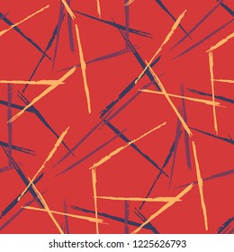 Seamless Grunge Stripes Pattern. Retro Scribbled Grunge Motif for Cotton, Print, Calico. Abstract Color Background with Scribbled Stripes. Vector Texture for your Design.