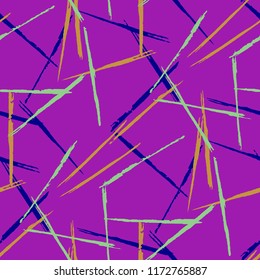 Seamless Grunge Stripes Pattern. Trendy Scribbled Grunge Pattern for Cotton, Calico, Textile. Abstract Color Background with Scribbled Stripes. Vector Texture for your Design.