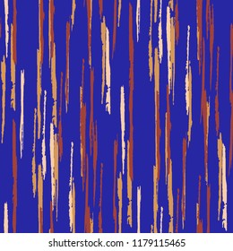 Seamless Grunge Stripes Pattern. Trendy Scribbled Grunge Rapport for Dress, Curtain, Tablecloth. Abstract Color Background with Scribbled Stripes. Vector Texture for your Design.
