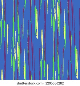 Seamless Grunge Stripes Pattern. Trendy Scribbled Grunge Motif for Cotton, Calico, Textile. Abstract Color Background with Scribbled Stripes. Vector Texture for your Design.