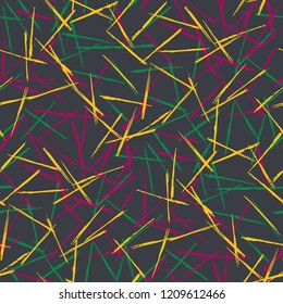 Seamless Grunge Stripes Pattern. Trendy Scribbled Grunge Motif for Chintz, Curtain, Paper. Abstract Color Background with Scribbled Stripes. Vector Texture for your Design.
