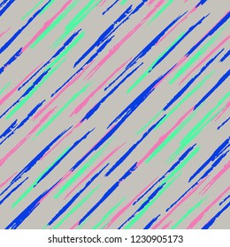 Seamless Grunge Stripes Pattern. Trendy Scribbled Grunge Pattern for Fabric, Cloth, Textile. Abstract Color Background with Scribbled Stripes. Vector Texture for your Design.
