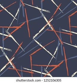 Seamless Grunge Stripes Pattern. Trendy Scribbled Grunge Rapport for Fabric, Cloth, Textile. Abstract Color Background with Scribbled Stripes. Vector Texture for your Design.
