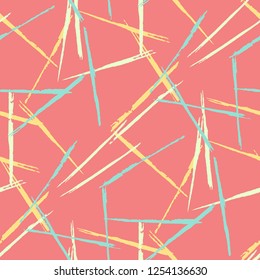 Seamless Grunge Stripes Pattern. Trendy Scribbled Grunge Pattern for Dress, Curtain, Paper. Abstract Color Background with Scribbled Stripes. Vector Texture for your Design.