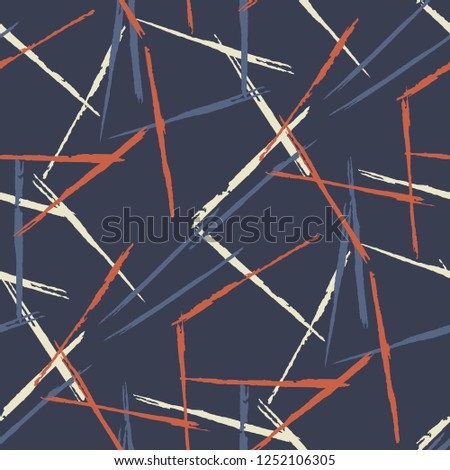 Seamless Grunge Stripes Pattern. Trendy Scribbled Grunge Rapport for Fabric, Cloth, Textile. Abstract Color Background with Scribbled Stripes. Vector Texture for your Design.