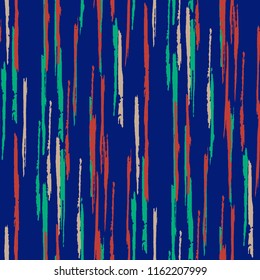 Seamless Grunge Stripes Pattern. Vintage Scribbled Grunge Rapport for Cotton, Print, Calico. Abstract Color Background with Scribbled Stripes. Vector Texture for your Design.