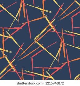 Seamless Grunge Stripes Pattern. Vintage Scribbled Grunge Rapport for Dress, Paper, Tablecloth. Abstract Color Background with Scribbled Stripes. Vector Texture for your Design.