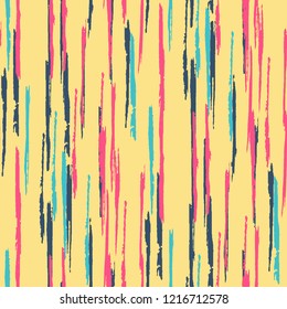 Seamless Grunge Stripes Pattern. Vintage Scribbled Grunge Pattern for Dress, Curtain, Paper. Abstract Color Background with Scribbled Stripes. Vector Texture for your Design.