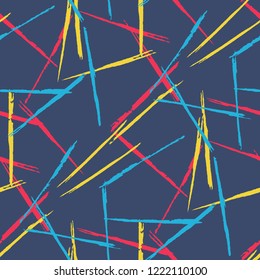 Seamless Grunge Stripes Pattern. Vintage Scribbled Grunge Rapport for Wallpaper, Cotton, Textile. Abstract Color Background with Scribbled Stripes. Vector Texture for your Design.