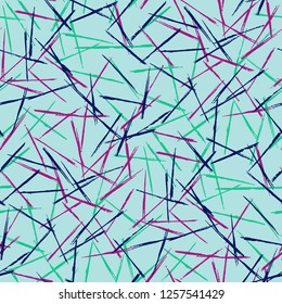 Seamless Grunge Stripes Pattern. Vintage Scribbled Grunge Motif for Chintz, Linen, Paper. Abstract Color Background with Scribbled Stripes. Vector Texture for your Design.