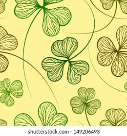Seamless grunge stylized clover pattern.