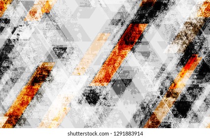 Seamless Grunge Tech Geometric Background. Rough Geometry Pattern. Tech Texture with Grunge Effect. Urban Clothes Pattern Design.