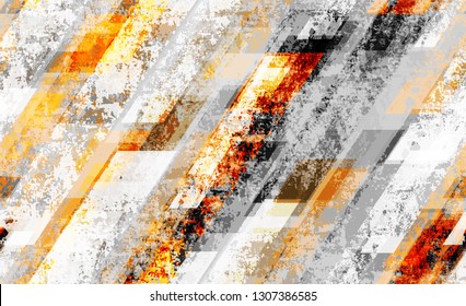 Seamless Grunge Tech Geometric Background. Rough Geometry Pattern. Tech Texture with Grunge Effect. Sporty Fashion Pattern.