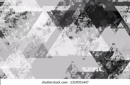 Seamless Grunge Tech Geometric Background. Cracked Technology Pattern.  Tech Texture with Grunge Effect. Technological Camouflage Pattern.