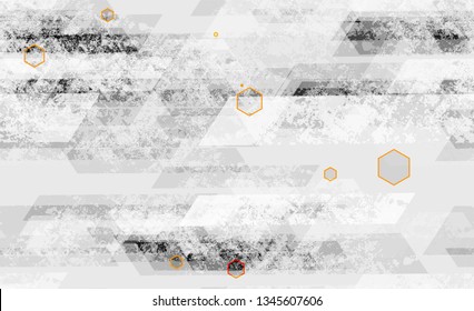 Seamless Grunge Tech Geometric Background. Scratched Geometry Pattern. Tech Texture with Grunge Effect. Technological Camouflage Pattern.