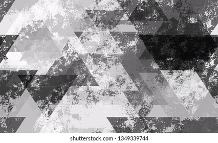 Seamless Grunge Tech Geometric Background. Scattered Polygons Pattern. Dirty Grunge Style Background. Camouflage Clothes Pattern.