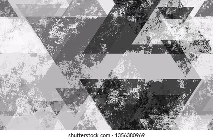 Seamless Grunge Tech Geometric Background. Cracked Technology Pattern.  Geometric Grainy Style Texture. Urban Clothes Pattern Design.