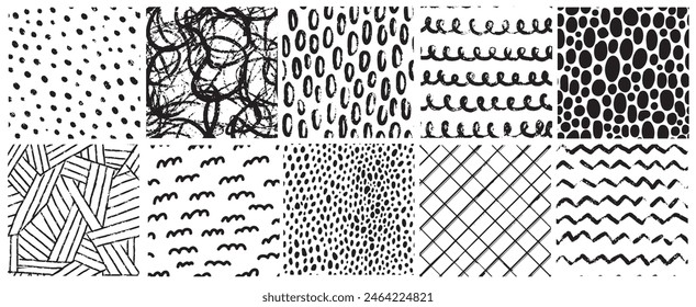 Texturas de grunge sin fisuras colección, patrones sin fisuras, fondos. EPS 10