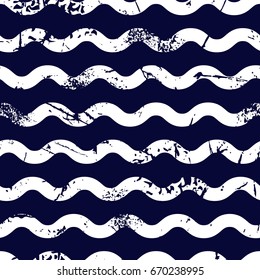 Seamless grunge waves on blue background