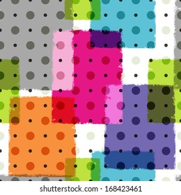 Patrón colorido de grungo sin fisuras con puntos de polka (vectorial eps 10)
