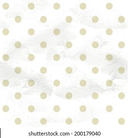 Seamless grungy vintage white pattern in beige polka dot