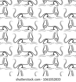 seamless gryphon pattern based on the Fresco in the Palace of Knossos. Ancient Greece. The Crete-Mycenaean period. Gryphon is a sacred symbol in the Minoan religion