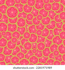 Seamless guava fruit pattern leaves background.