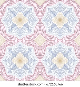 Seamless guilloche vector background grid. Moire ornament texture with waves. Pattern for money warranty, certificate, diploma