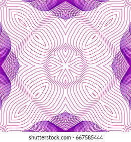 Seamless guilloche vector background. Thin wavy lines texture