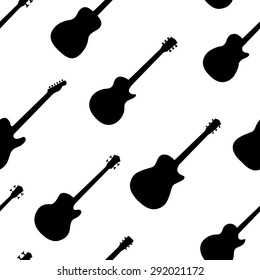 Seamless guitar silhouette vector pattern