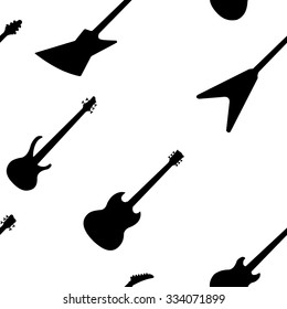 Seamless guitar silhouette vector pattern