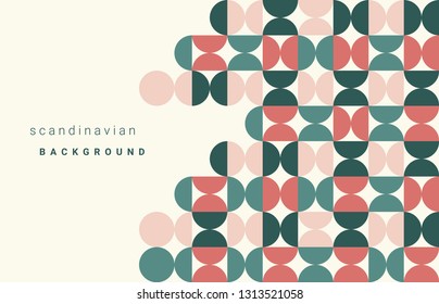 Seamless Half Circle Pattern, Scandinavian Modern Style, Geometric Vector. Circle Pattern, Scandinavian, Abstract, Copy Space