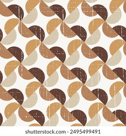 seamless half circular geometric textured background pattern. simple brown theme background pattern used for textiles..,