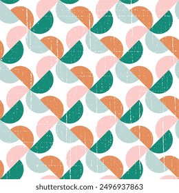seamless half circular geometric textured background pattern. simple spring orange, green theme background pattern used for textiles..,