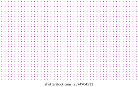 A seamless halftone dot pattern featuring evenly spaced small pink dots on a white background. This modern and minimal geometric design is ideal for use in graphic design, textiles, wallpapers