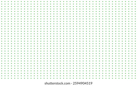 A seamless halftone dot pattern featuring evenly spaced small green dots on a white background. This simple yet stylish geometric design is perfect for various creative applications