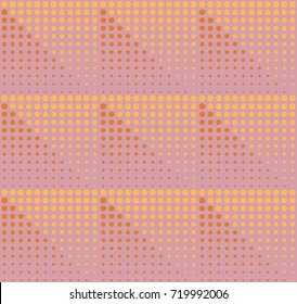 Seamless halftone dots pattern, seamless geo, geometric background with triangles, halftone gradient, abstract faceted background texture, retro style, pink vetor background