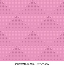 Seamless halftone dots pattern, seamless geo, geometric background with triangles, halftone gradient, abstract faceted background texture, retro style, pink vector background