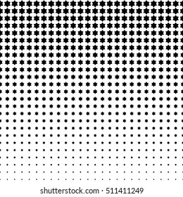 Seamless halftone effect pattern. Abstract dotted surface. Halftone effect vector illustration. Black Jewish stars on white background. Geometric seamless pattern