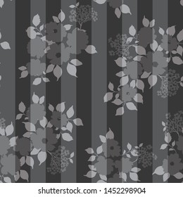 seamless halftone flowers bunches pattern on stripe background