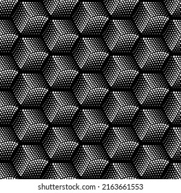 Seamless halftone hexagon shape dot pattern vector, Geometric Halftone Abstract pattern for Fabric and textile printing, sport jersey texture, wrapping paper, backdrops and packaging