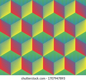 Seamless Halftone Pattern. Abstract Cube Background