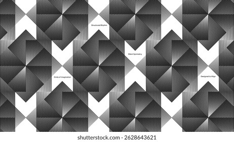 A seamless halftone pattern created from intersecting black lines, forming geometric shapes with a gradient illusion. This abstract design merges modern minimalism with retro halftone aesthetics.

