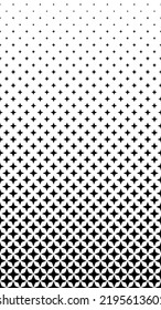 Seamless halftone pattern with four pointed star shape. Black and white geometric gradient background.