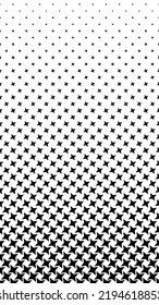 Seamless halftone pattern with tilted four pointed star shape. Black and white geometric gradient background.